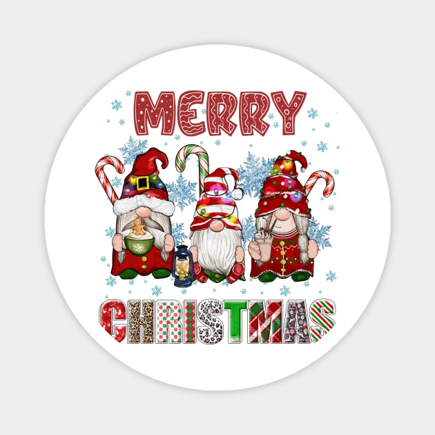 Merry Christmas Gnome Family Funny Xmas Tree Women Men Kids Magnet by JennyArtist